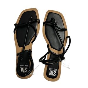 SM New York Black and Tan Women's Sandals